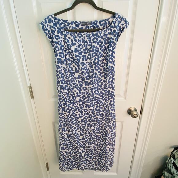 Piazza Del Tempio Linen Dress Womens XL Blue Animal Print Tie Waist Lagenlook - Picture 1 of 3